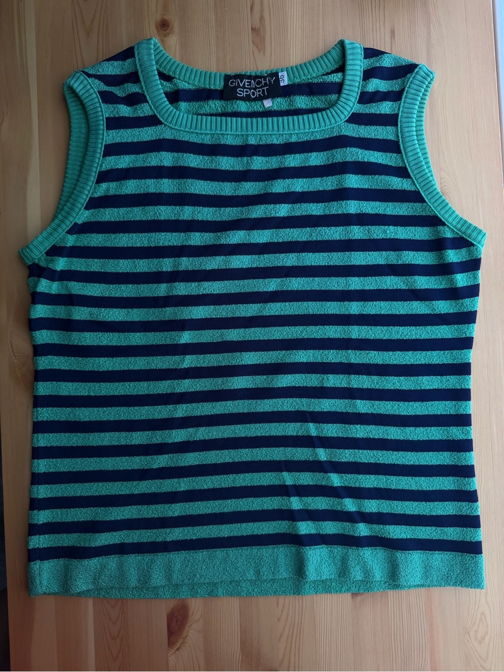 Givenchy Sport Striped Sleeveless Tank in Teal and Navy